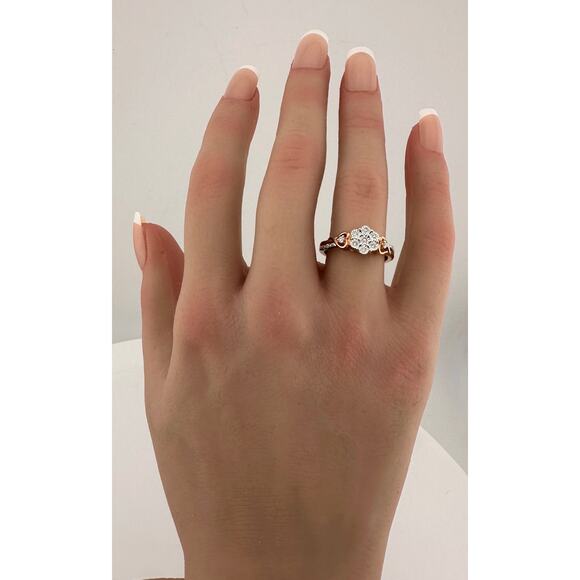 Two Tone Diamond Cluster Ring with Hearts on sides - size 7 - Picture 11 of 16